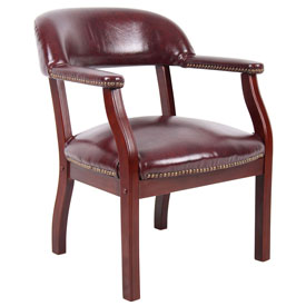 Boss Captain's guest, accent or dining chair in Burgundy Vinyl, B9540-BY Boss Captain's guest, accent or dining chair in Burgundy Vinyl, B9540-BY